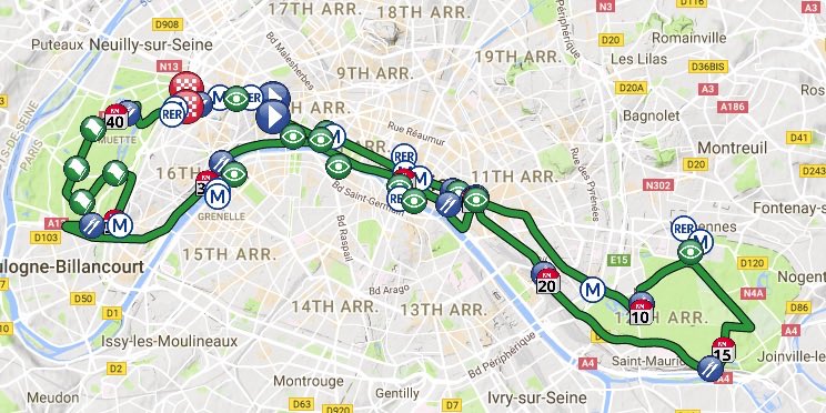 Маршрут парижского марафона