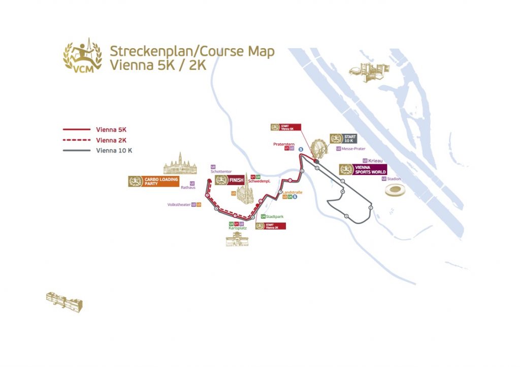 Маршруты забегов на 10, 5 и 2 км в субботу в рамках Vienna City Marathon 2018