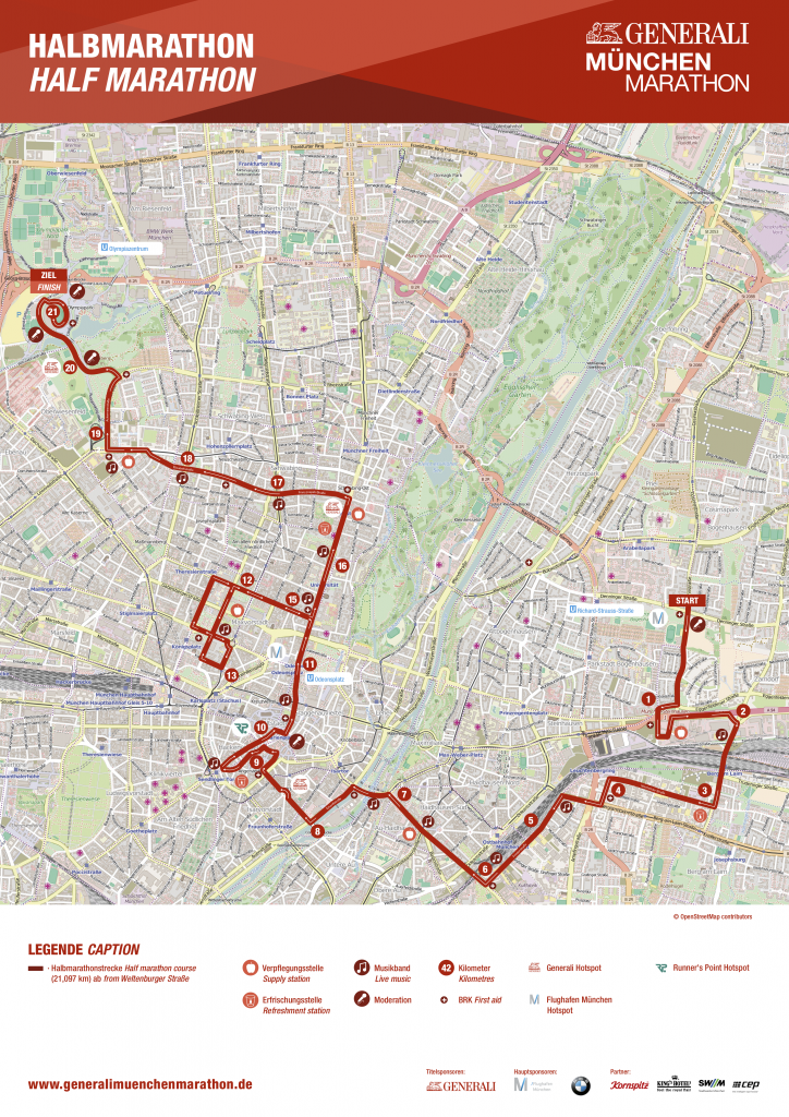 Трасса полумарафона в Мюнхене (Generali Munich Half Marathon) 2018