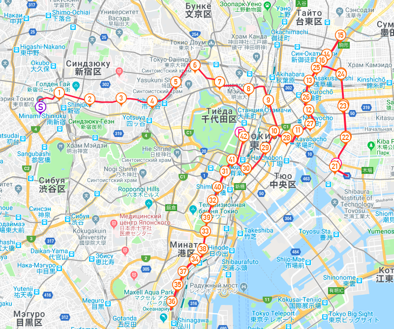 Токио на карте