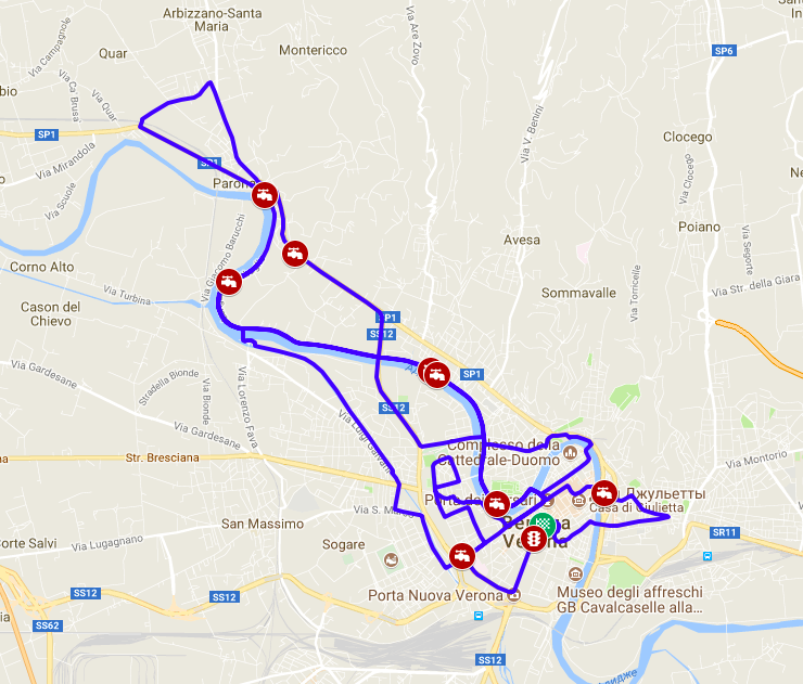 Трасса Веронского марафона (Agsm Verona Marathon) в 2017