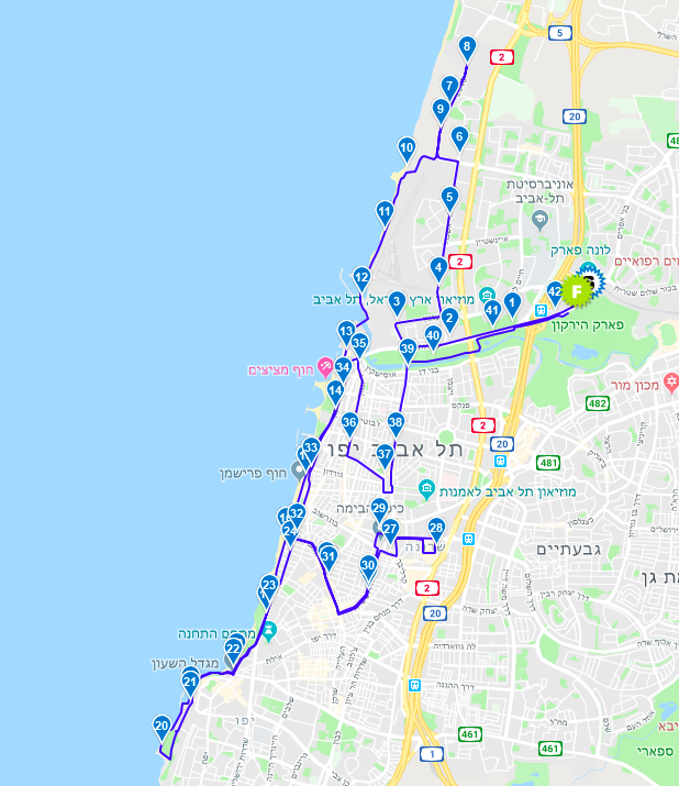 Трасса Тель-Авивского марафона (Tel Aviv Samsung Marathon) 2019