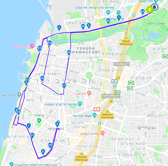 Трасса Тель-Авивского полумарафона 2019