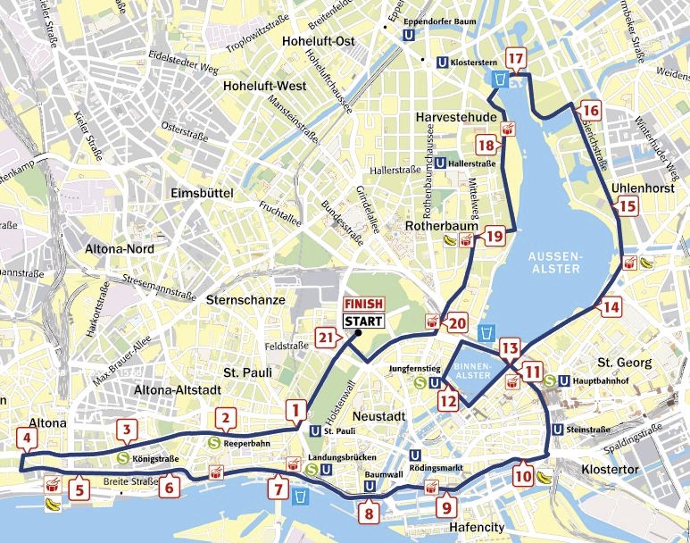 Трасса Гамбургского полумарафона 2019