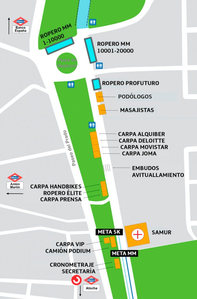 План зоны финиша Мадридского полумарафона (Movistar Medio Maratón de Madrid) 2019
