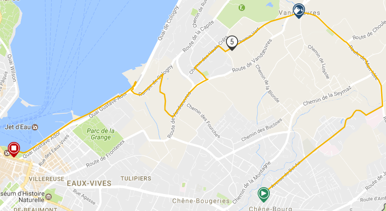 Трасса забега на 10 км в рамках Женевского марафона (Harmony Genève Marathon for Unicef) 2019