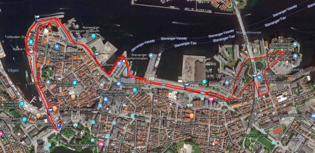 Трасса забега на 5 км в рамках Ставангерского марафона (Stavanger Marathon) 2019