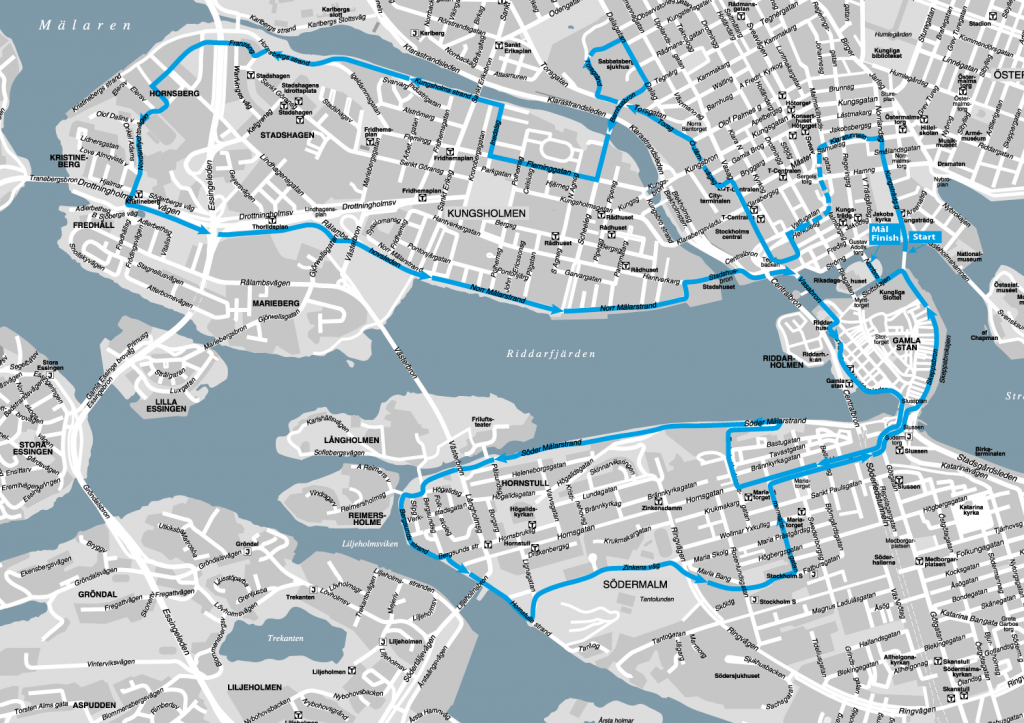 Трасса Стокгольмского полумарафона (Ramboll Stockholm Halvmarathon) 2019