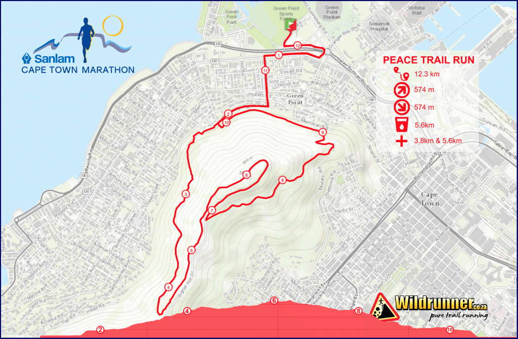 Трасса трейлового забега на 12 км в рамках Кейптаунского марафона (Sanlam Cape Town Marathon) 2019