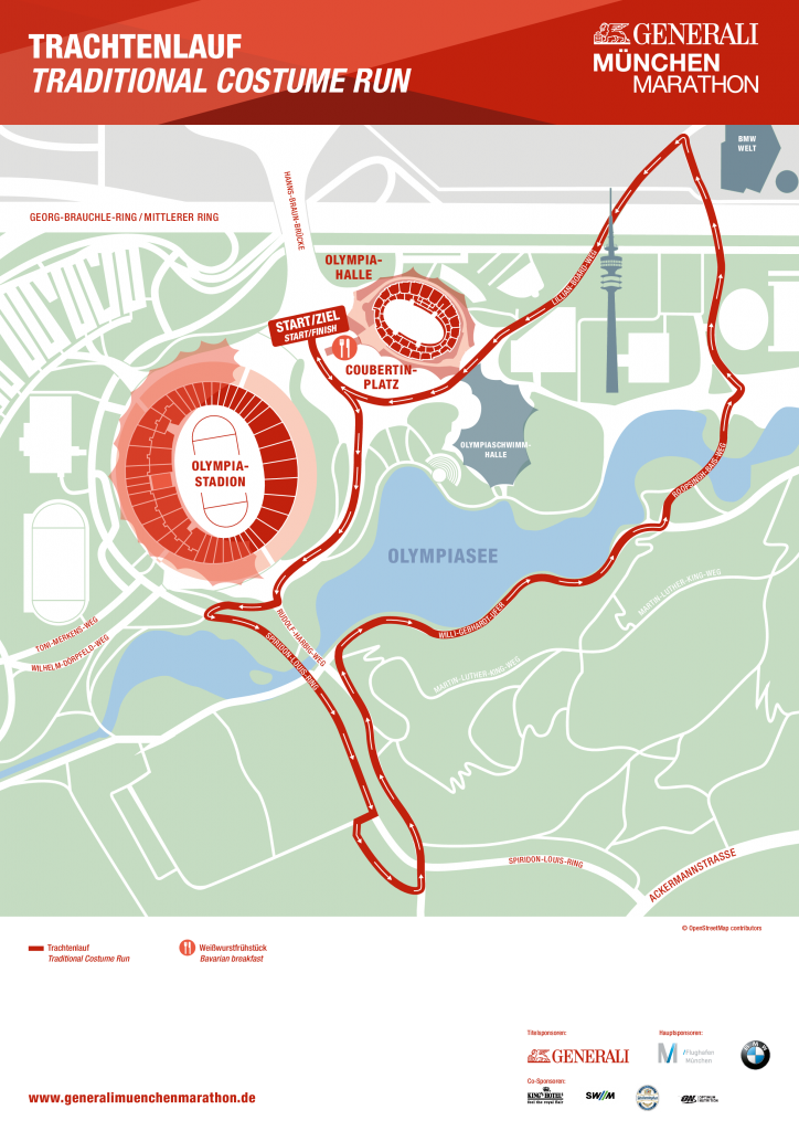 Маршрут забега за завтраком в рамках Мюнхенского марафона (Generali München Marathon) 2019