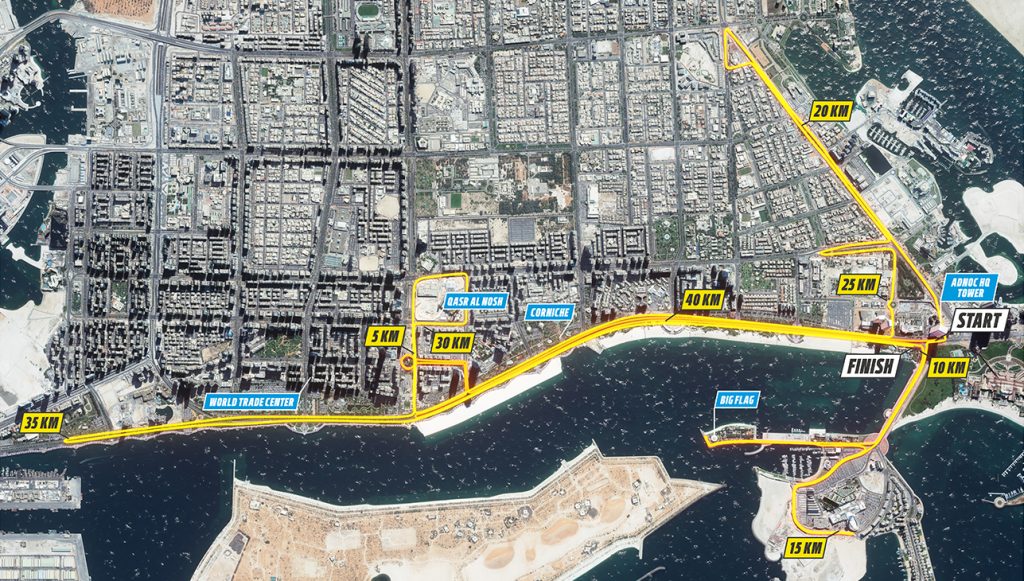 Трасса Абу-Дабийского марафона (ADNOC Abu Dhabi Marathon) 2019