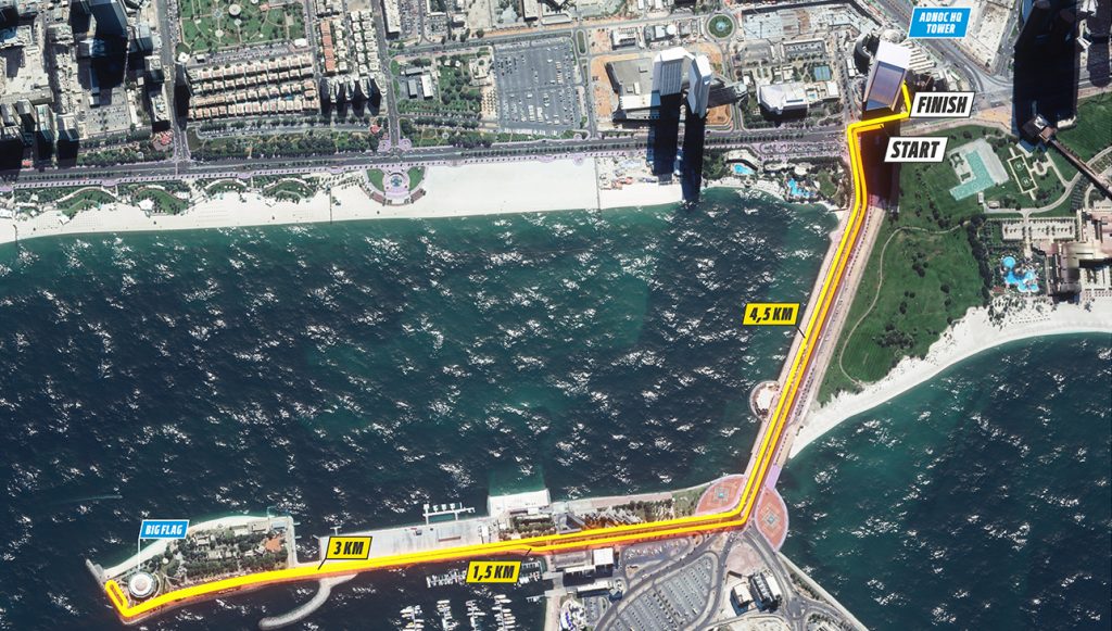 Трасса забега на 5 км в рамках Абу-Дабийского марафона (ADNOC Abu Dhabi Marathon) 2019
