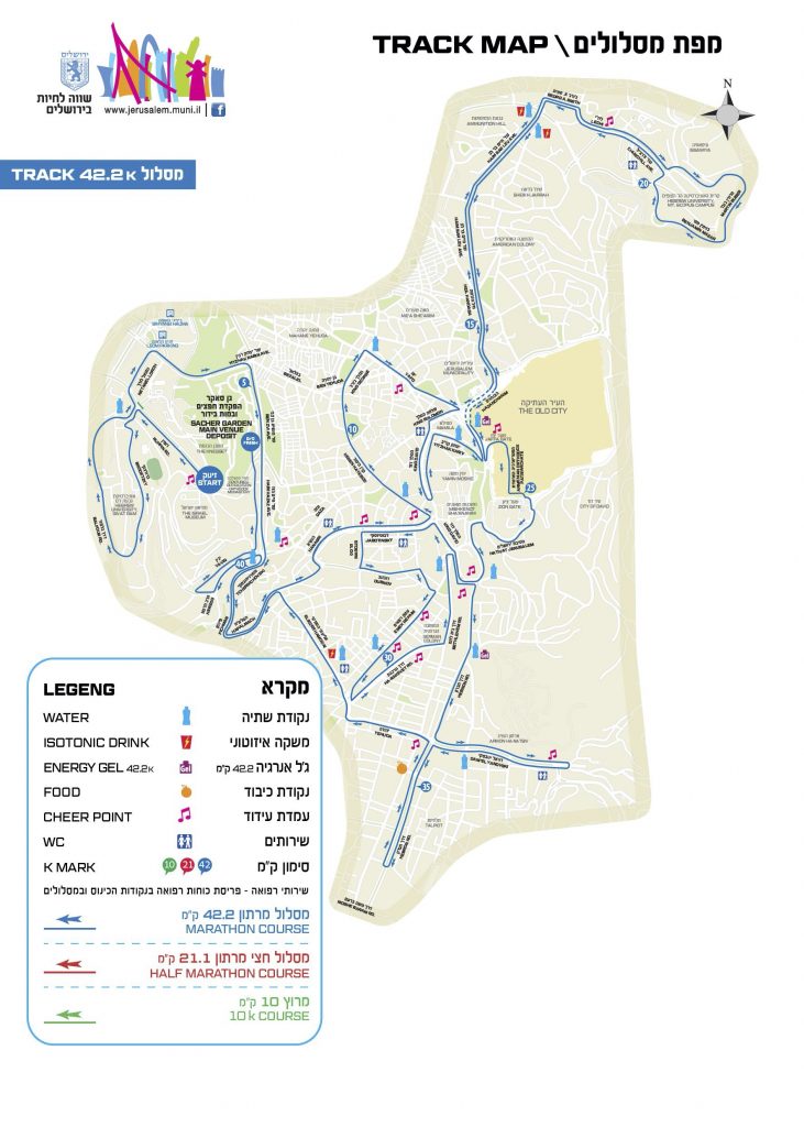 Трасса Иерусалимского марафона (מרתון ווינר ירושלים הבינלאומי, Jerusalem Winner Marathon) 2021