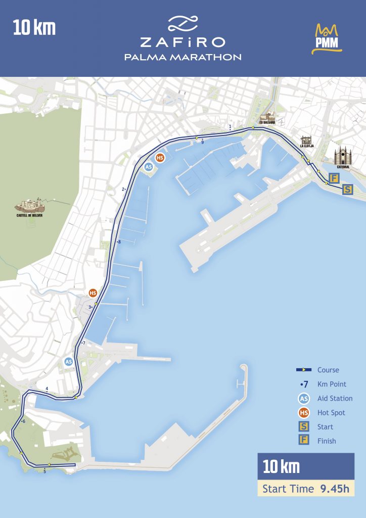 Трасса забега на 10 км в рамках Пальмского марафона (Zafiro Palma Marathon) 2021