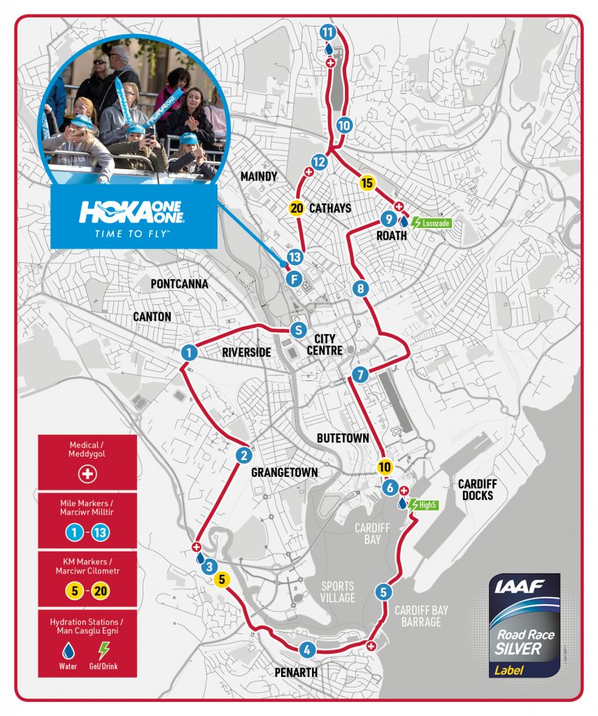 Трасса Кардиффского полумарафона (Cardiff University Cardiff Half Marathon) 2021
