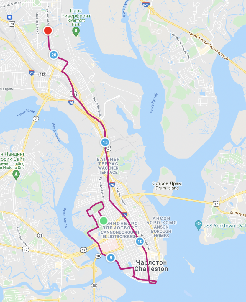 Course of the Charleston Half Marathon 2022