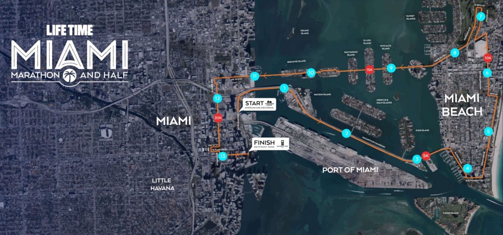 Course of the Miami Half Marathon 2022