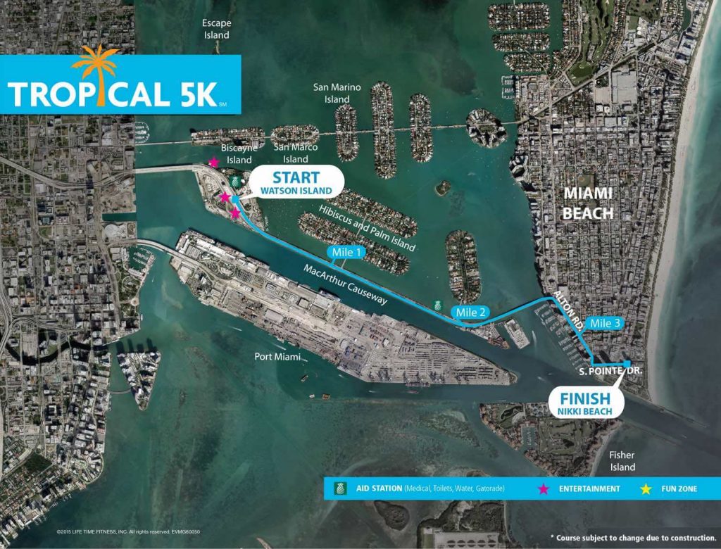 Course of the 5km Race, Miami Marathon 2022