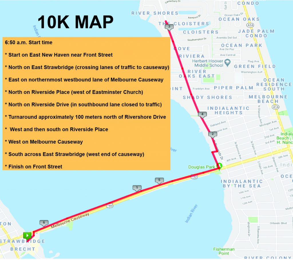 Course of the 10km Race, Florida Marathon 2022