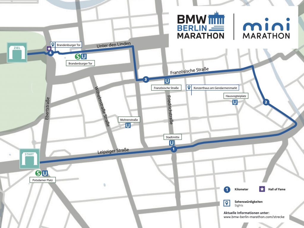 Course of the mini-Marathon, Berlin Marathon (BMW Berlin-Marathon) 2022