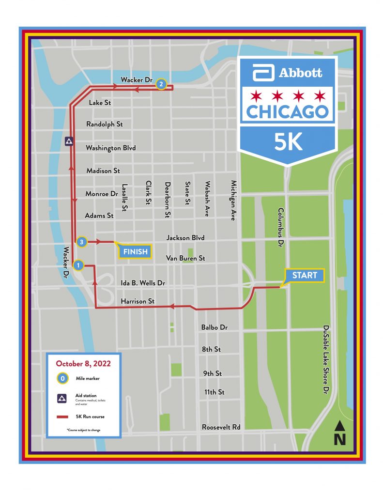 Course of the 5km race, Chicago Marathon (Bank of America Chicago Marathon) 2022