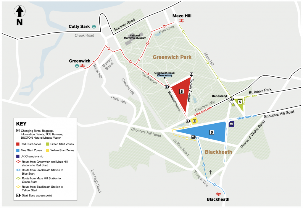 The start area of the London Marathon (TCS London Marathon) 2023