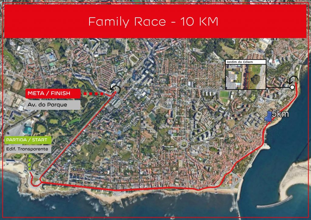 Course of the 6.2mi/10km race, Porto Marathon (Maratona do Porto EDP) 2021