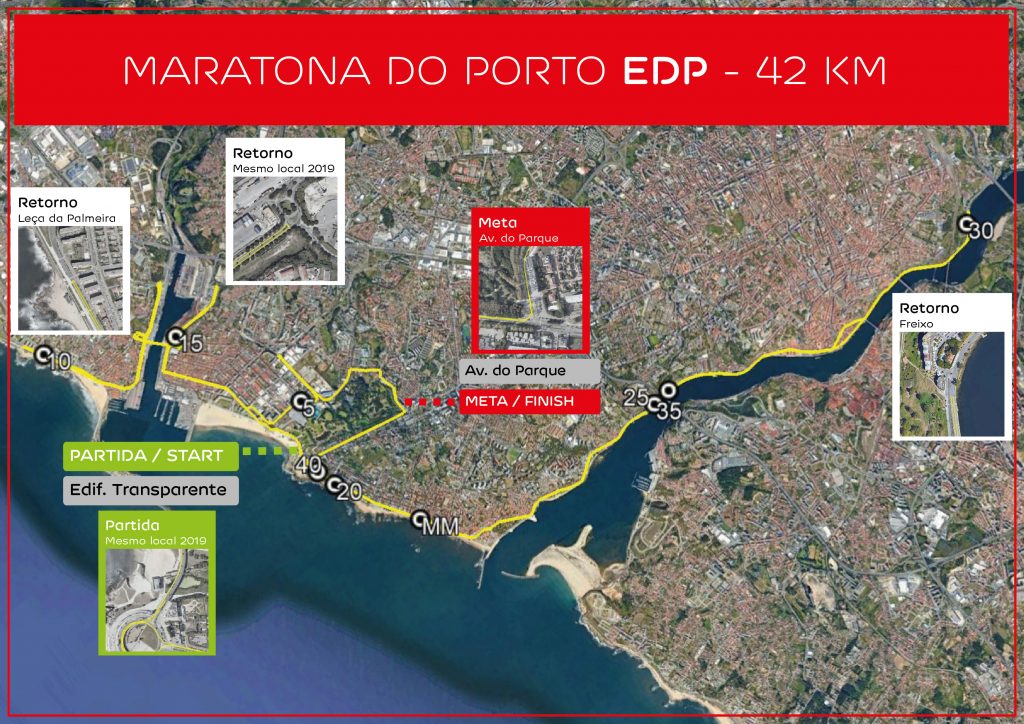 Трасса Марафона в Порту (Maratona do Porto EDP) 2021