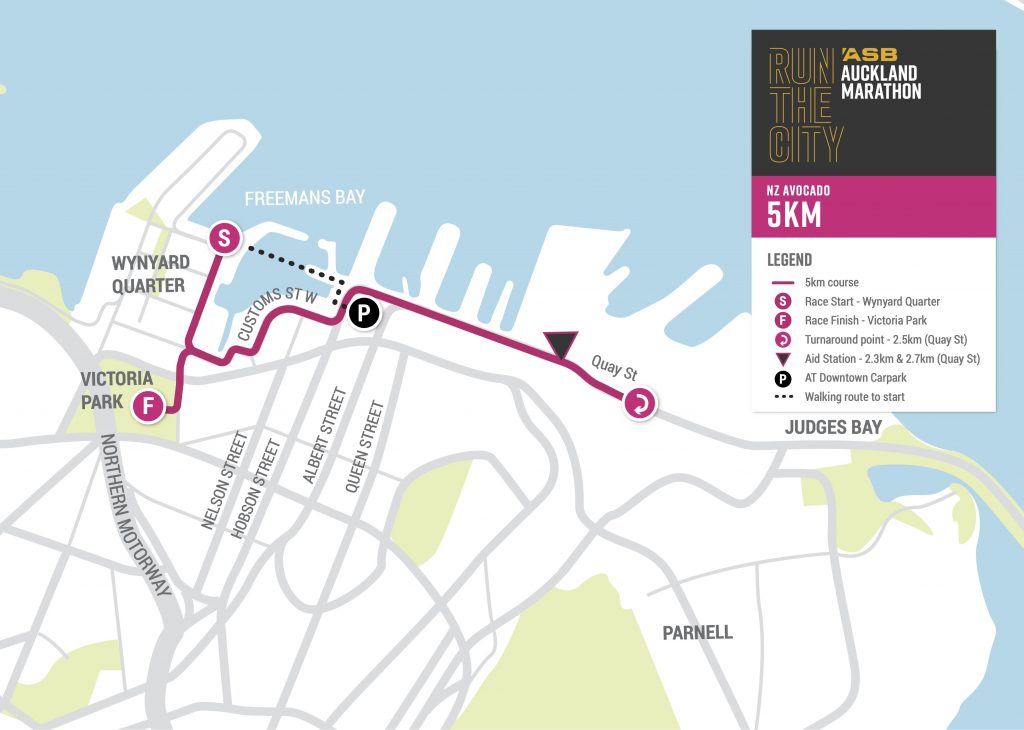Course of the 5km Race, ASB Auckland Marathon 2021