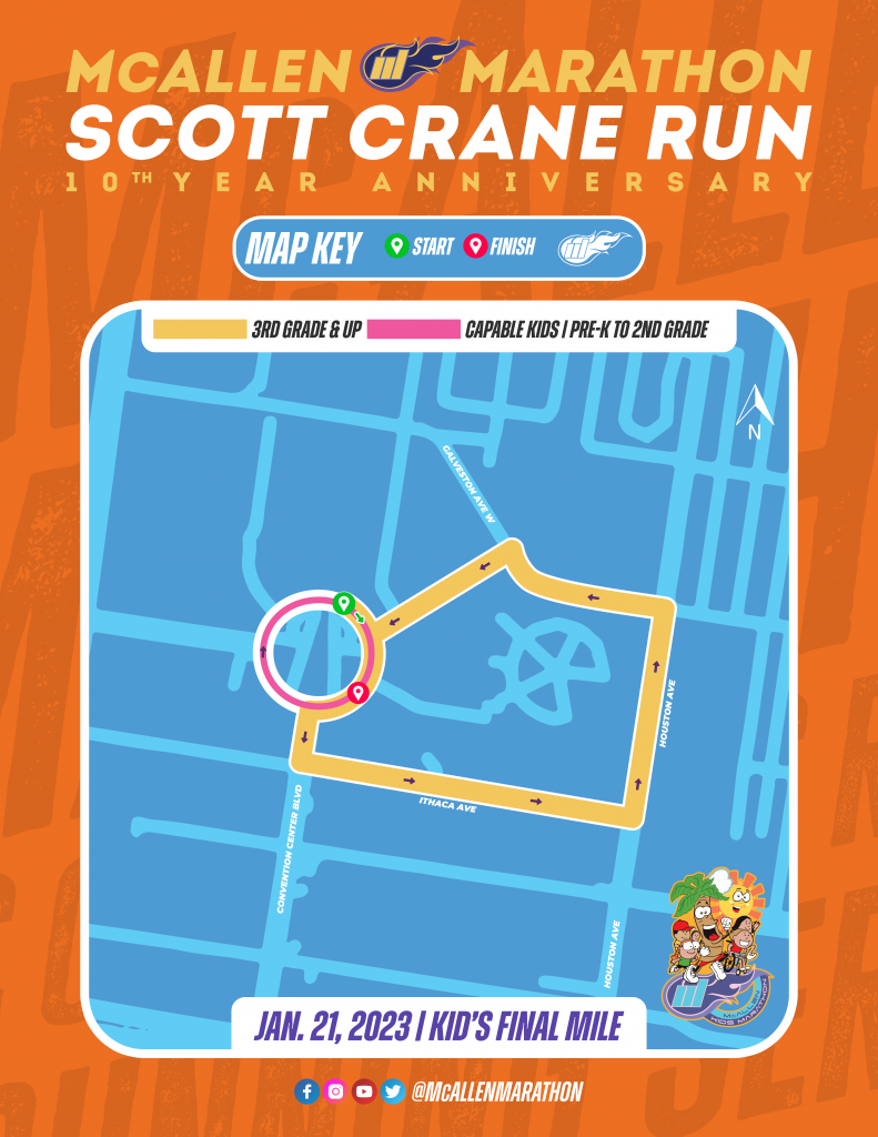 Course of the kids' race, McAllen Marathon Scott Crane Memorial Run 2023