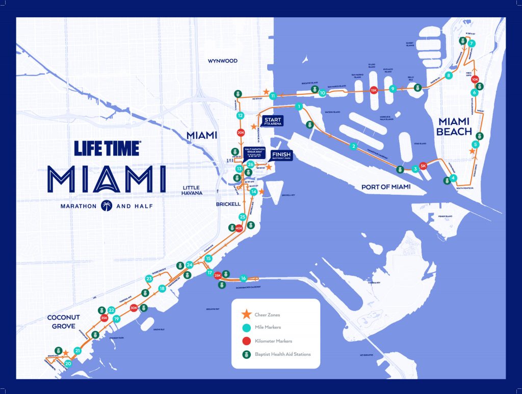 Course of the Miami Marathon 2024